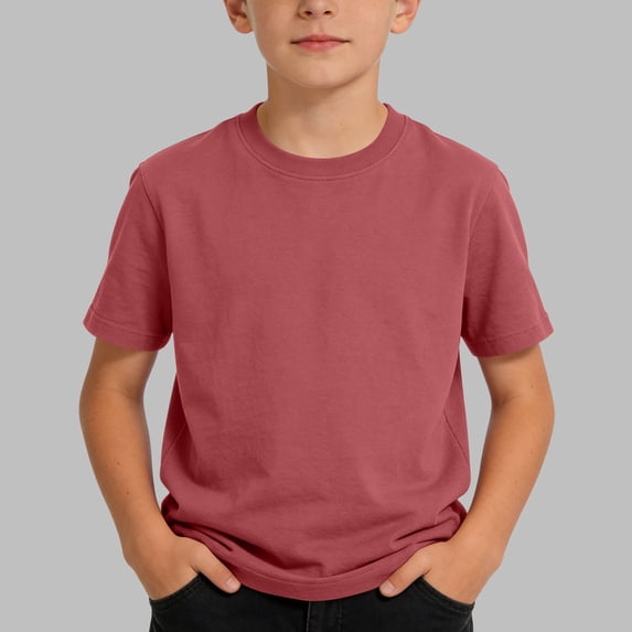 hengsof Boys Girls Oversized Short Sleeve Solid Color Drop Shoulder Cotton Casual Round Neck T Shirt Summer Basic Top