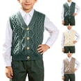 thumbnail image 1 of hengsof Boys Girls School Uniform Sweater Vest Knitted Kids V-Neck Button Solid Sleeveless Cardigan for Children Toddler, 1 of 8