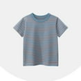 thumbnail image 1 of hengsof Boys Girls T-Shirts Rainbow Stripe Cotton Unisex Top, 1 of 7