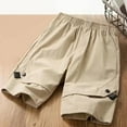 thumbnail image 1 of hengsof Boys Kids Summer Cargo Shorts Solid Color Buttoned Sweatpants Elastic Waistband Fashionable Casual Cargo Shorts for Kids Casual Hiking Sports, 1 of 7