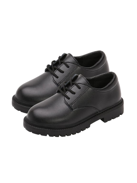 Boys Lace Up Leather Dress Shoes for Big Kids, Soft Sole Classic Style Footwear, School Uniform Smart Casual Shoes