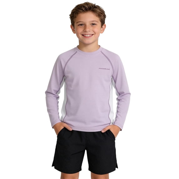 hengsof Boys' Long Sleeve Quick Dry T-Shirt, Summer Training Sports Top, Children's Round Neck Raglan Sleeve Breathable and Comfortable Shirt