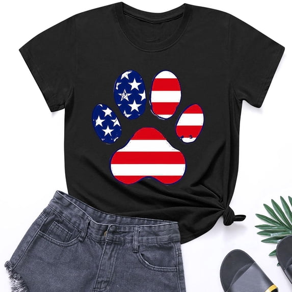 hengsof Boys Patriotic Holiday Themed Short Sleeve T-Shirt Children Independence Day Summer Cotton Crew Neck Top for Celebrations
