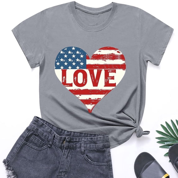 hengsof Boys Patriotic Holiday Themed Short Sleeve T-Shirt Children Independence Day Summer Cotton Crew Neck Top for Celebrations