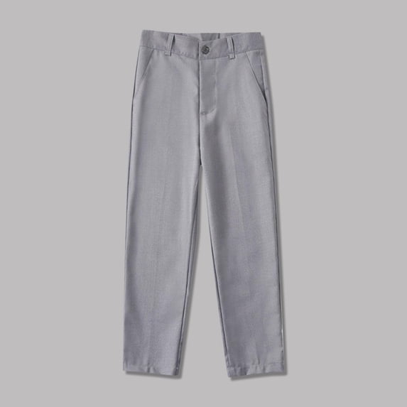 hengsof Boys Slim Fit Suit Trousers, Fashionable Solid Color Elastic Waist Pocket Casual Pants, Suitable for Spring Summer, Suitable for Children School Church
