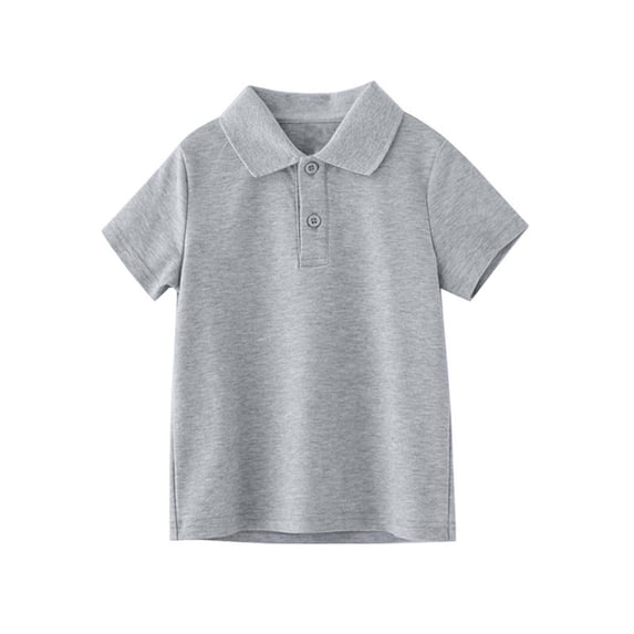 hengsof Boys Solid Color Short Sleeve Lapel Shirts , Summer Casual Comfortable Tops Kids Breathable Cotton Fashion Pullovers