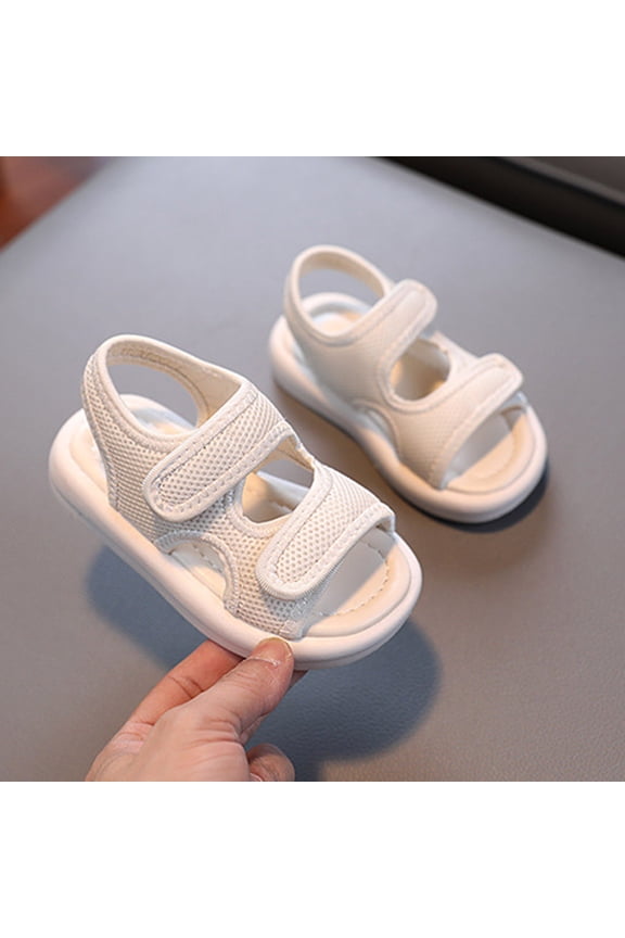 Boys Spring Summer Flat Sandals Solid Color Comfort Casual First Walker Shoes Fashion Open Toe Beach Footwear