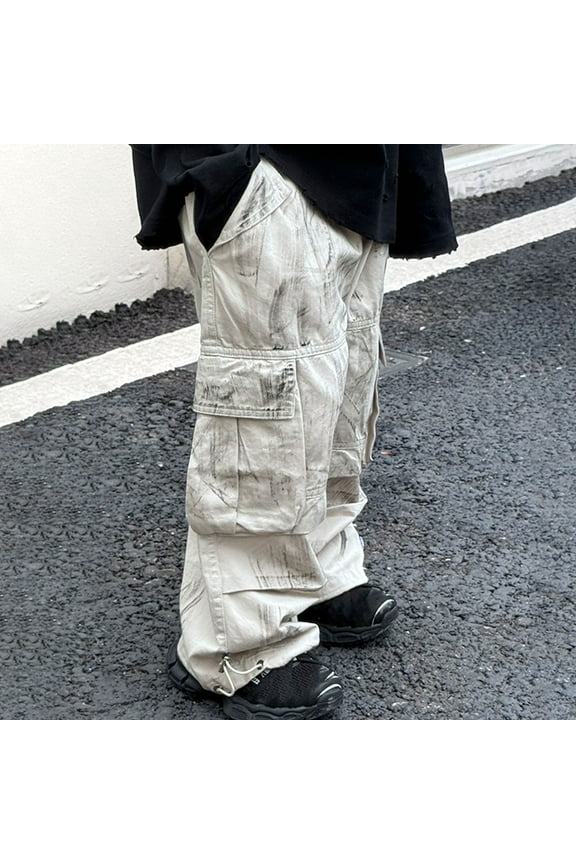 Boys Spring Summer Workwear Cargo Pants with Spray Paint Pocket Detail, Durable Utility Trousers, Functional Casual Pants for Kids 2 to 14 Years