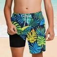 thumbnail image 1 of hengsof Boys' Summer Printed Beach Swim Trunks Stylish Double Layered Comfortable Drawstring Elastic Waistband Beach Sports Casual Shorts with Pockets, 1 of 5