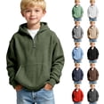 thumbnail image 1 of hengsof Boys' Waffle Knit Hoodie, Long Sleeve Solid Color Pullover, Fall Winter Casual Sweatshirt with Pockets, 1 of 6