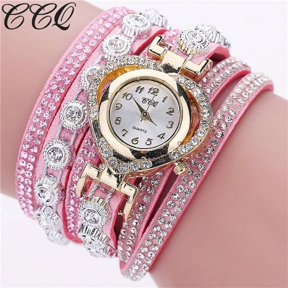 hengsof CCQ Women Vintage Watch, Rhinestone Crystal Dial Analog Quartz Wrist Timepiece, Retro Design Fashion Accessory, Valentine's Day Timeless Gift