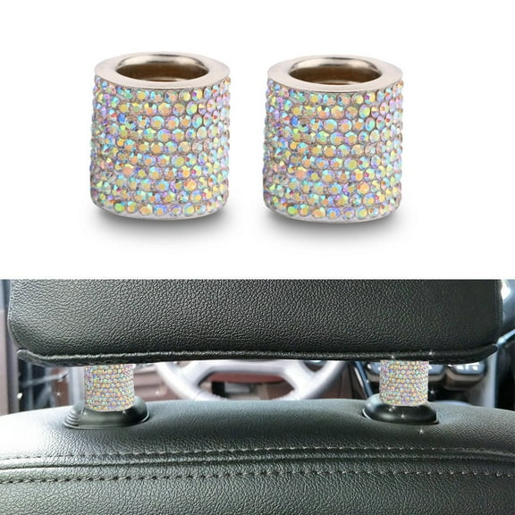 hengsof Car Bling Headrest Collars, 2 Pcs Car Head Rest Collars Rings Decoration, Rhinestone Crystal Diamond Interior Accessories for Auto Head Rest, Crystal Charms for Car SUV Truck