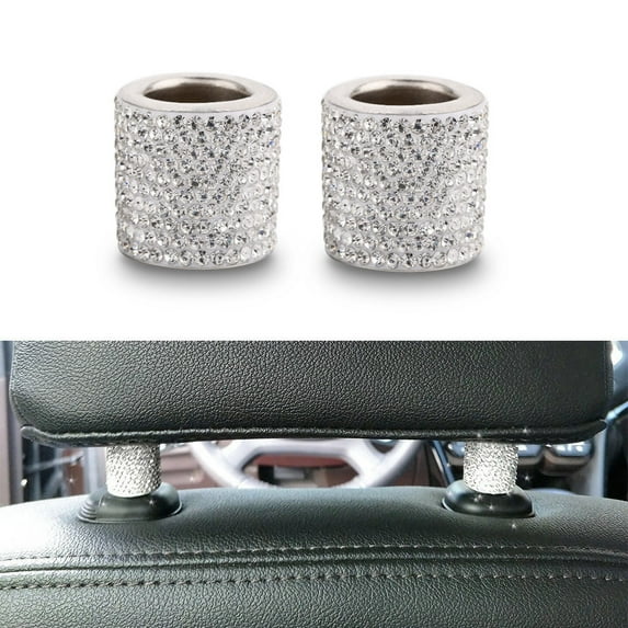 hengsof Car Bling Headrest Collars, 2 Pcs Car Head Rest Collars Rings Decoration, Rhinestone Crystal Diamond Interior Accessories for Auto Head Rest, Crystal Charms for Car SUV Truck