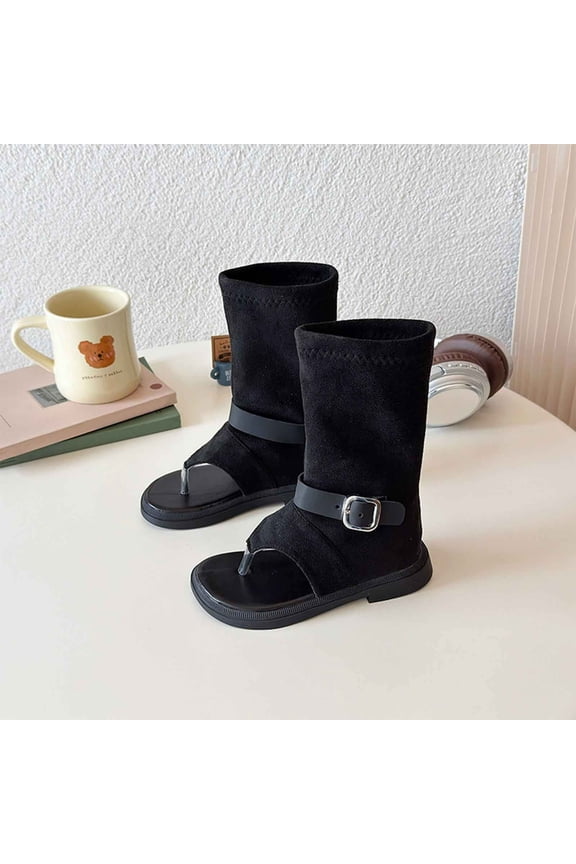 Children High Top Ankle Boots Summer Sandals Soft Sole Flip Flop Strappy Roman Shoes for Big Kids Girls Mid Calf Booties
