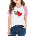 thumbnail image 1 of hengsof Children and Girls Clothing Love Printed Short Sleeve Round Neck Tops Color Block Tops, 1 of 8
