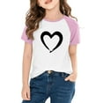 thumbnail image 1 of hengsof Children and Girls Clothing Love Printed Short Sleeve Round Neck Tops Color Block Tops, 1 of 8