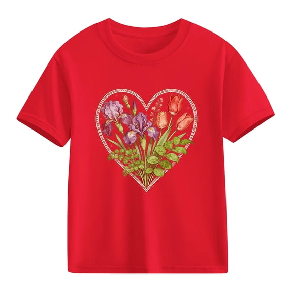 hengsof Children's Basic Round Neck Short Sleeve T-shirt