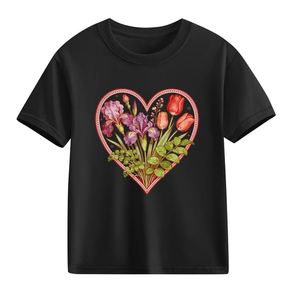 hengsof Children's Basic Round Neck Short Sleeve T-shirt