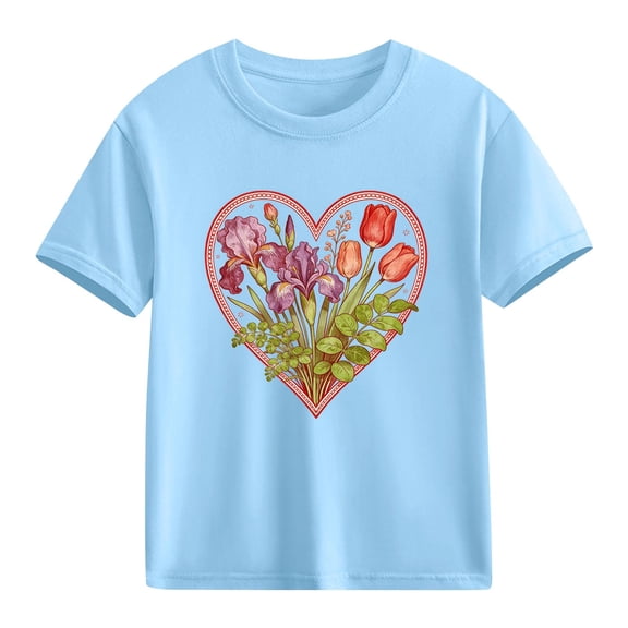 hengsof Children's Basic Round Neck Short Sleeve T-shirt