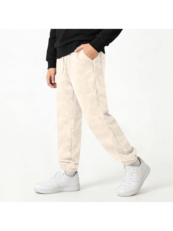 Children's Batik Printed Jogging Pants, Boys' Fashionable Stretch Waist Pocket Casual Sports Pants, Children's Casual Jogger Pants, Sizes 5-13 Years Old