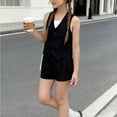 thumbnail image 1 of hengsof Children's Button Down Sleeveless V Neck Tank Top Casual Shorts Set, Two Piece Summer Suit, Suitable for Girls Aged 1-13, 1 of 5