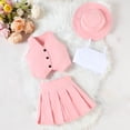 thumbnail image 1 of hengsof Children's Fashion Cotton Four Piece Set Solid Color Sleeveless Round Neck Button Down Vest Top Halter Top Pleated Skirt Hat Set, 1 of 3
