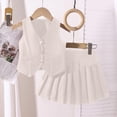 thumbnail image 1 of hengsof Children's Girl Summer 2 Piece Set Solid Color Sleeveless Button Vest and Pleated Skirt Set Fashionable Casual Set, 1 of 3