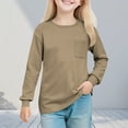 thumbnail image 1 of hengsof Children's Long-Sleeved Shirt Solid Color Top T-Shirt Casual Pocket Crew Neck T-Shirt, 1 of 8
