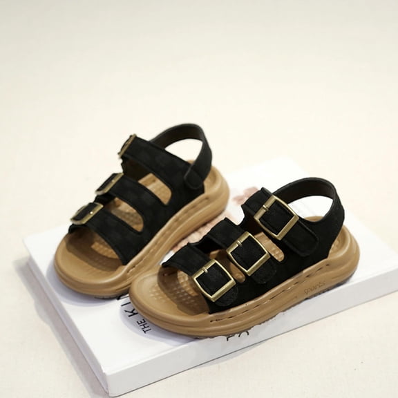 hengsof Children's Sandals for Boys and Girls Soft Soled Sandals with Adjustable Buckles Casual Slip On Flats Beach Sandals