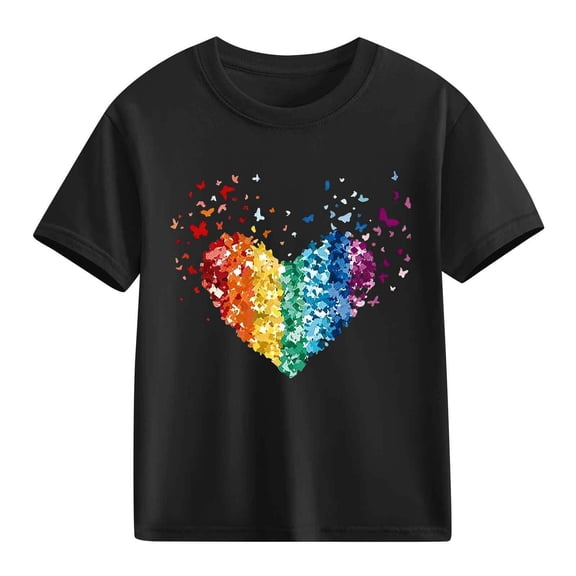 hengsof Children's Shirt Shirts Boys Girls Cute Love Heart Graphic T-Shirt Casual Short Sleeve Tee Tops