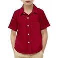 thumbnail image 1 of hengsof Children's Short Sleeve Dress Shirts Formal Uniform Button Short Sleeve Shirts Children's Summer Casual Shirts with Pockets, 1 of 8