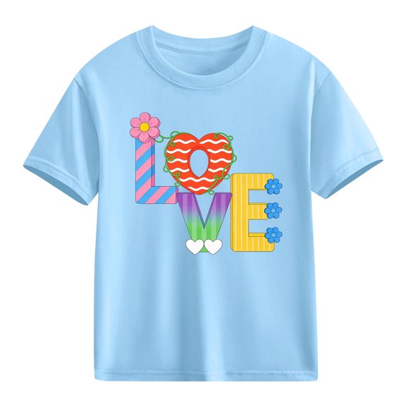 hengsof Children's Short Sleeve Printed T-shirt Tops
