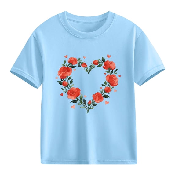 hengsof Children's Short Sleeve Printed T-shirt Tops