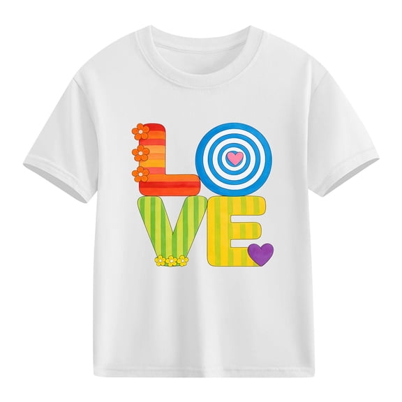 hengsof Children's Short Sleeve Round Neck Cute Printed T-Shirt