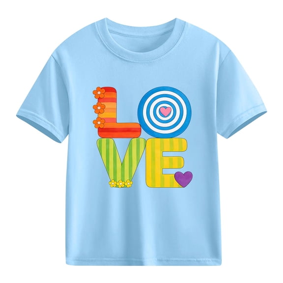 hengsof Children's Short Sleeve Round Neck Cute Printed T-Shirt