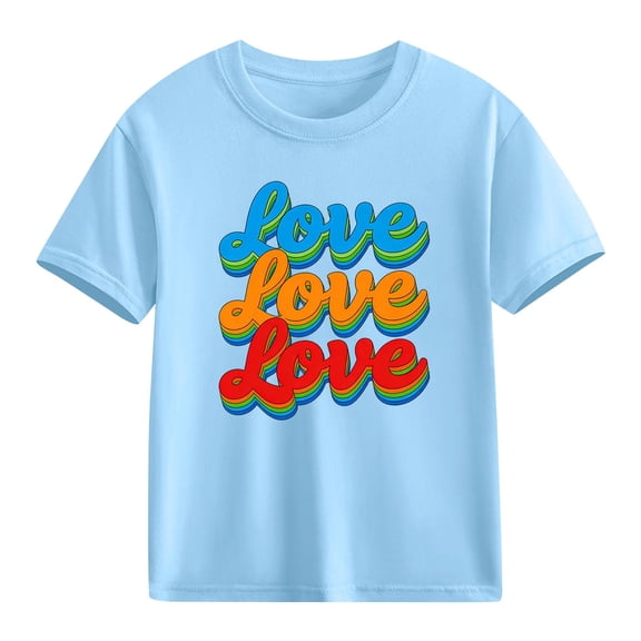 hengsof Children's Short Sleeve Round Neck Cute Printed T-Shirt