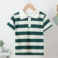 thumbnail image 1 of hengsof Children's Short Sleeve T-Shirt Striped Color Block Sports Top Cotton Short Sleeve Stylish Collared Button Down Short Sleeve Shirt, 1 of 5