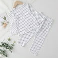 thumbnail image 1 of hengsof Children's Spring Summer Casual Suit, Fashionable Polka Dot Print Pullover Two Piece Straight Leg Sweatpants Set, Comfortable Long Sleeve Crew Neck Top Elastic Waist Trousers Set, 1 of 8