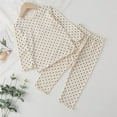 thumbnail image 1 of hengsof Children's Spring Summer Casual Suit, Fashionable Polka Dot Print Pullover Two Piece Straight Leg Sweatpants Set, Comfortable Long Sleeve Crew Neck Top Elastic Waist Trousers Set, 1 of 3