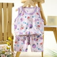 thumbnail image 1 of hengsof Children's Summer Home Wear Cute Printed Sleeveless Crew Neck Tank Top Shorts Two Piece Suit for Girls Boys Soft Cotton Casual Suit, 1 of 3