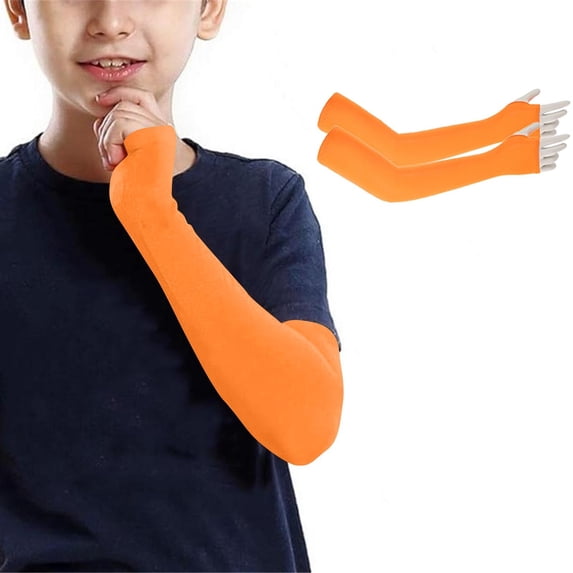hengsof Children's Summer Outdoor Sun Protection Arm Sleeves Unisex Soft Long Arm Sleeves Fingerless Gloves Children's Sports Cooling Arm Covers