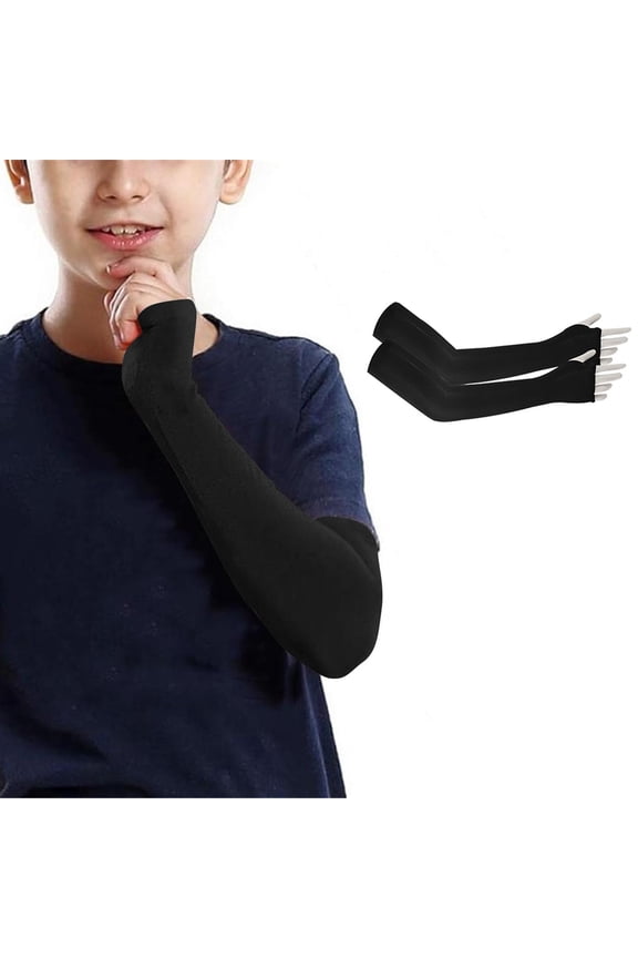 Children's Summer Outdoor Sun Protection Arm Sleeves Unisex Soft Long Arm Sleeves Fingerless Gloves Children's Sports Cooling Arm Covers