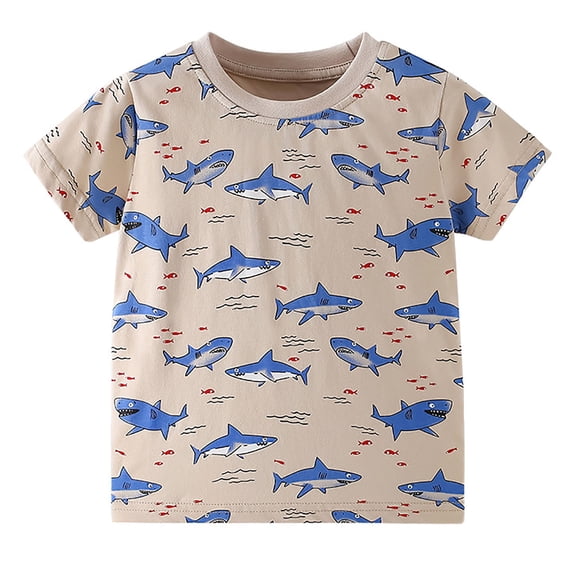 hengsof Children's Toddler Little Boy T-Shirt Spring Summer Short Sleeve Round Neck Shirt Cute Print Pattern Basic Daily Top