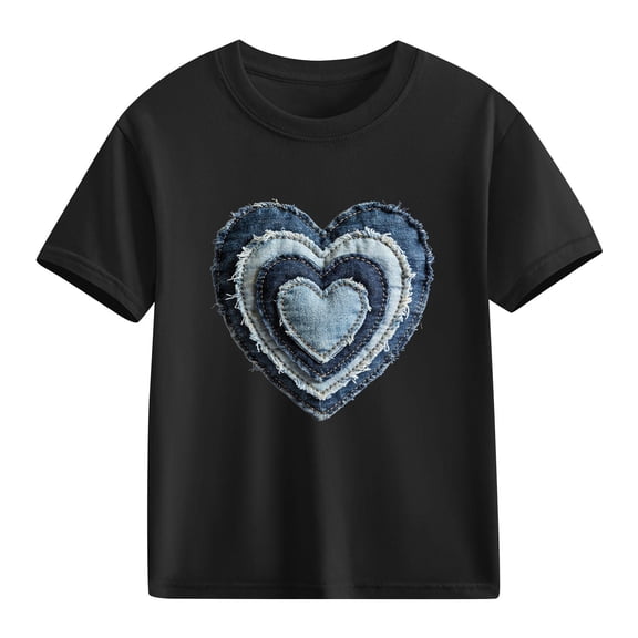 hengsof Children's Trendy Graphic Short Sleeve Printed T-Shirt