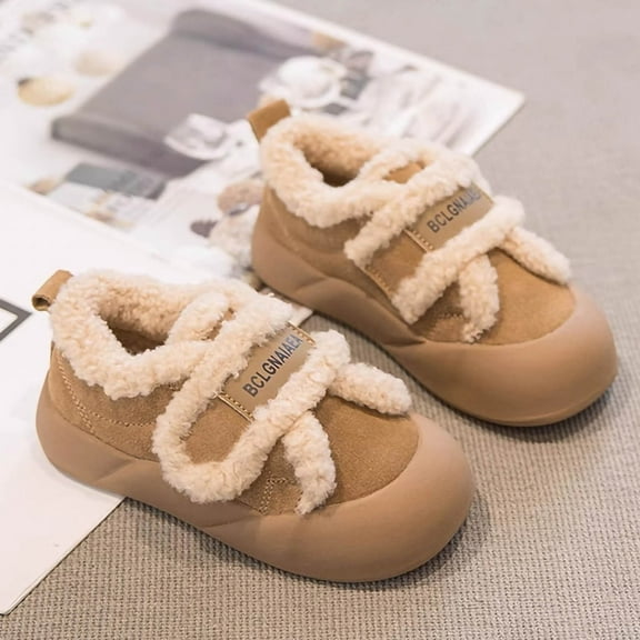 hengsof Children's Winter Solid Color Velcro Closure Toddler Little Boys Girls Warm Casual Boots