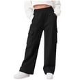thumbnail image 1 of hengsof Children's Workwear Sweatpants Wide Leg Casual Pants Elastic Waist Pockets Solid Color Trousers Casual Travel Jogging Pants Simple Straight Leg Pants, 1 of 7