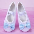 thumbnail image 1 of hengsof Childrens Classic Bow Detail Ballet Shoes, Soft Sole Leather Look Slip On Practice Slippers, No Tie Design for Easy On and Off, 1 of 3