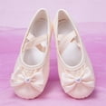 thumbnail image 1 of hengsof Childrens Classic Bow Detail Ballet Shoes, Soft Sole Leather Look Slip On Practice Slippers, No Tie Design for Easy On and Off, 1 of 6