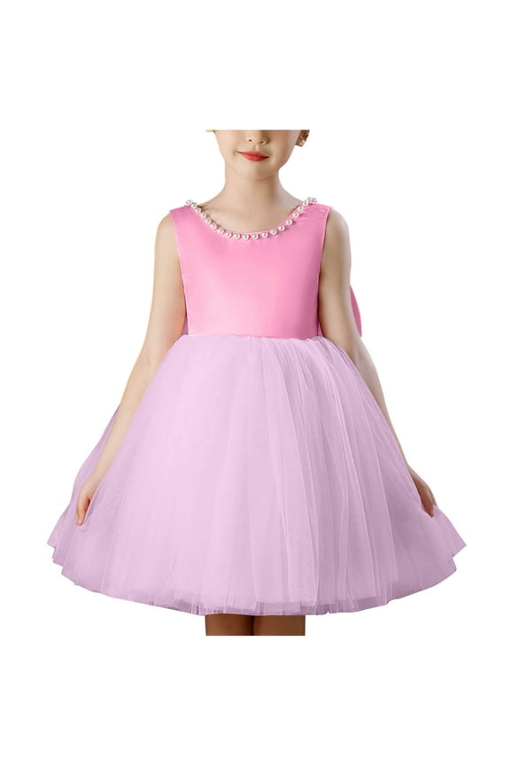 Childrens Flower Girl Dress for 4-12 Years Cute Sleeveless Fitted Tulle Princess Party Gown Wedding Special Occasion Dress