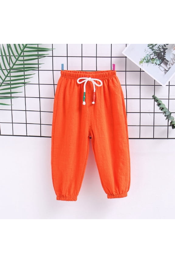 Childrens Lightweight Mosquito Repellent Pants, Thin Soft Casual Comfortable Elastic Waist Casual Trousers for Spring Summer, Small Kids Ages 2 to 9 Years